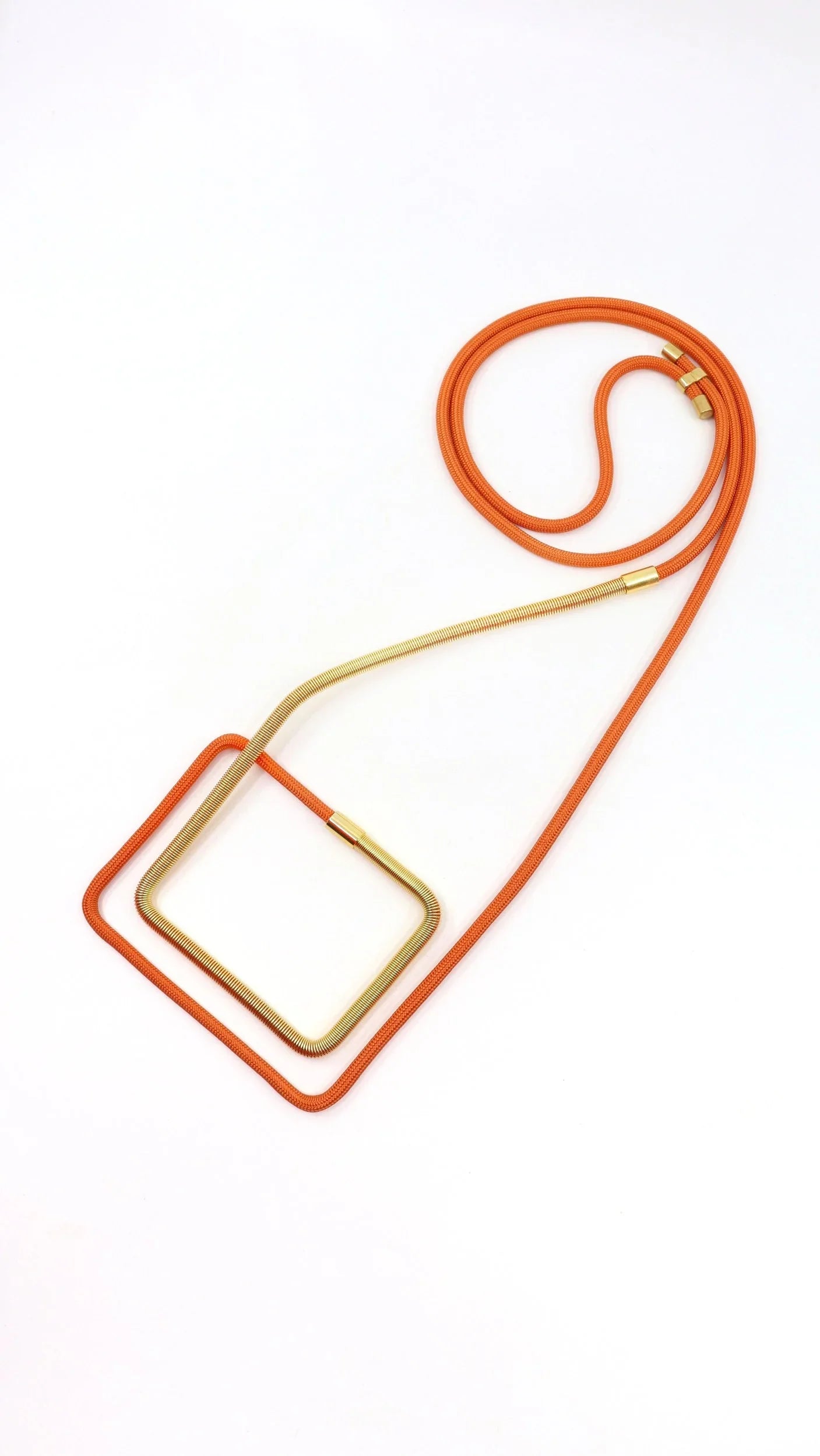 Orange and gold modular necklace from FuturisNow Linea collection on white background