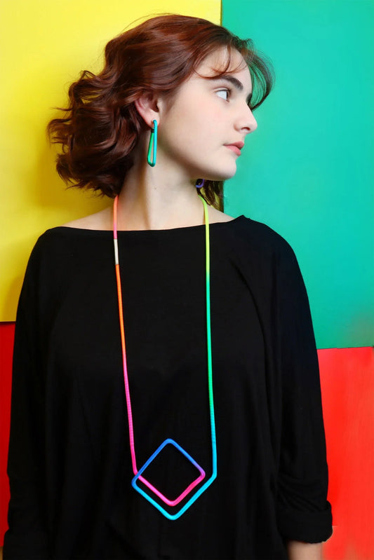 Linea 38: Diamond Rainbow Necklace | Modern Minimalist Jewelry