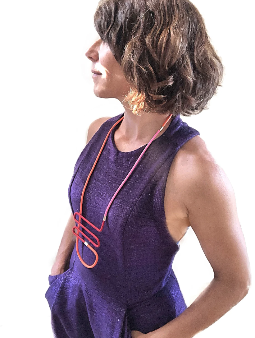 Linea 7: Geometric tri-color Necklace | Modern Minimalist Jewelry