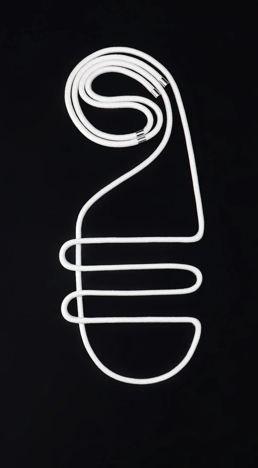 White modular necklace from FuturisNow Linea collection on black background