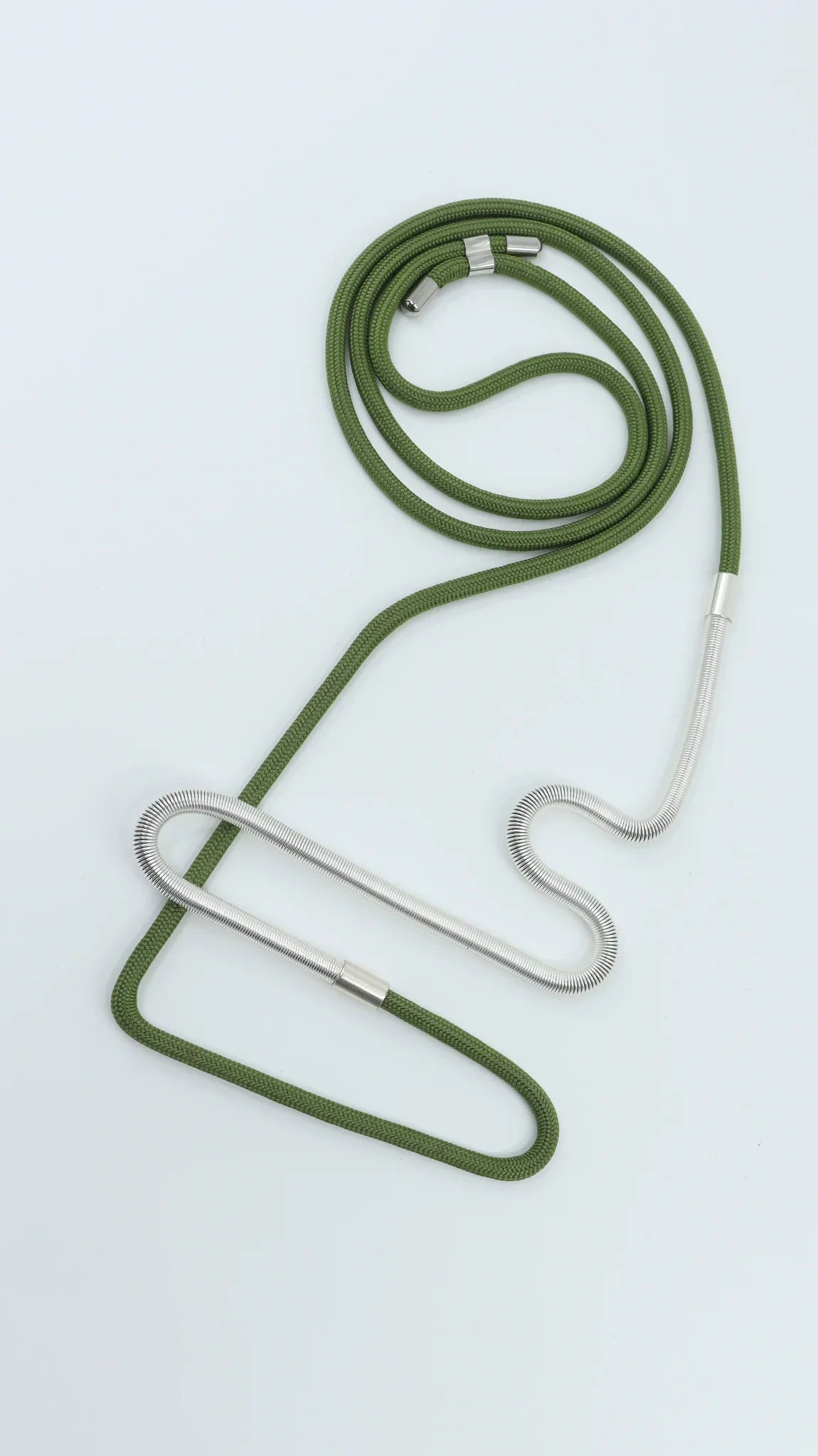 Linea 2 necklace in olive and silver from futurisnow metallic industrial series. 