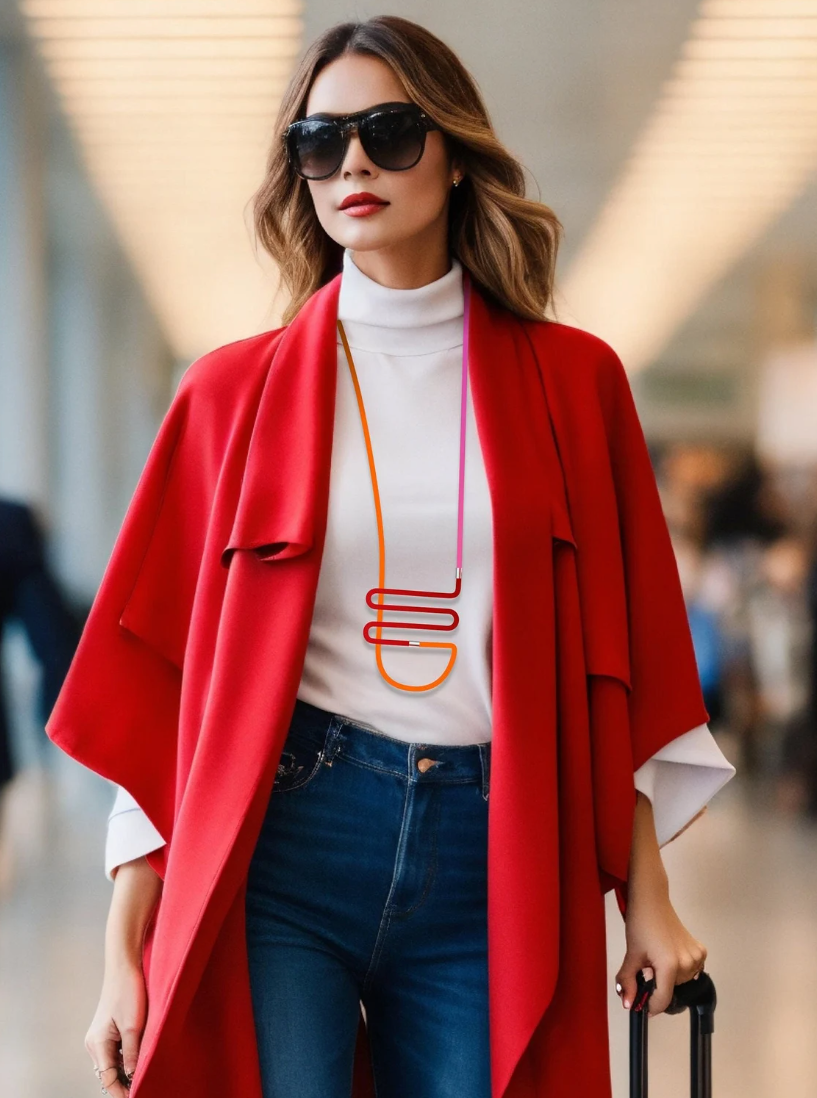 Linea 7: Geometric tri-color Necklace | Modern Minimalist Jewelry