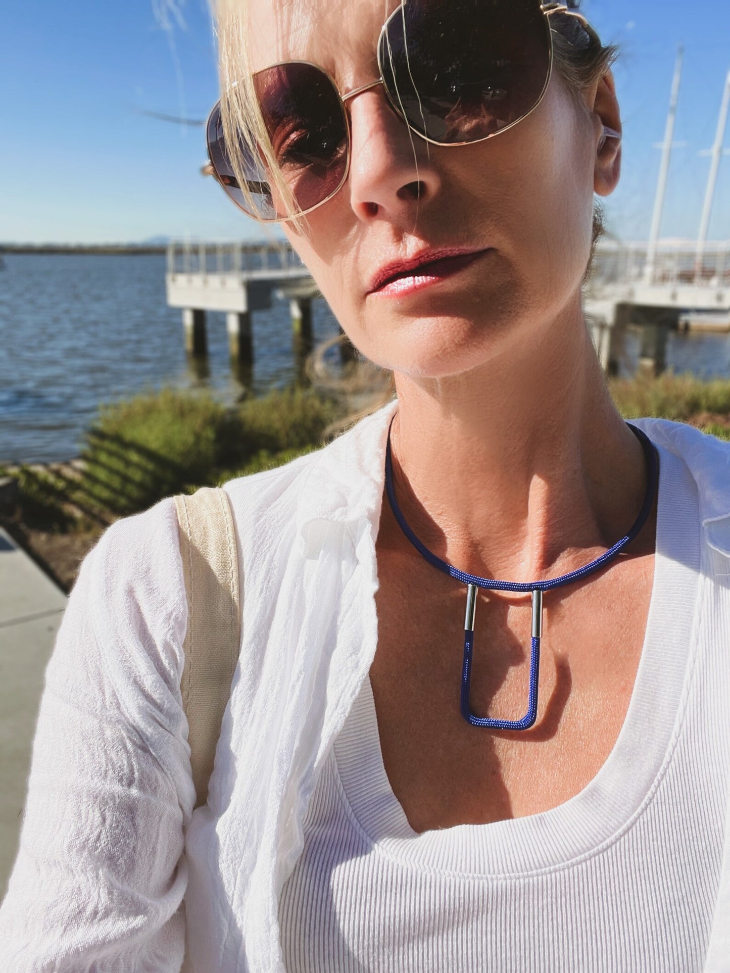 Linea U: Geometric Short Monochrome Necklace | Modern Minimalist Jewelry