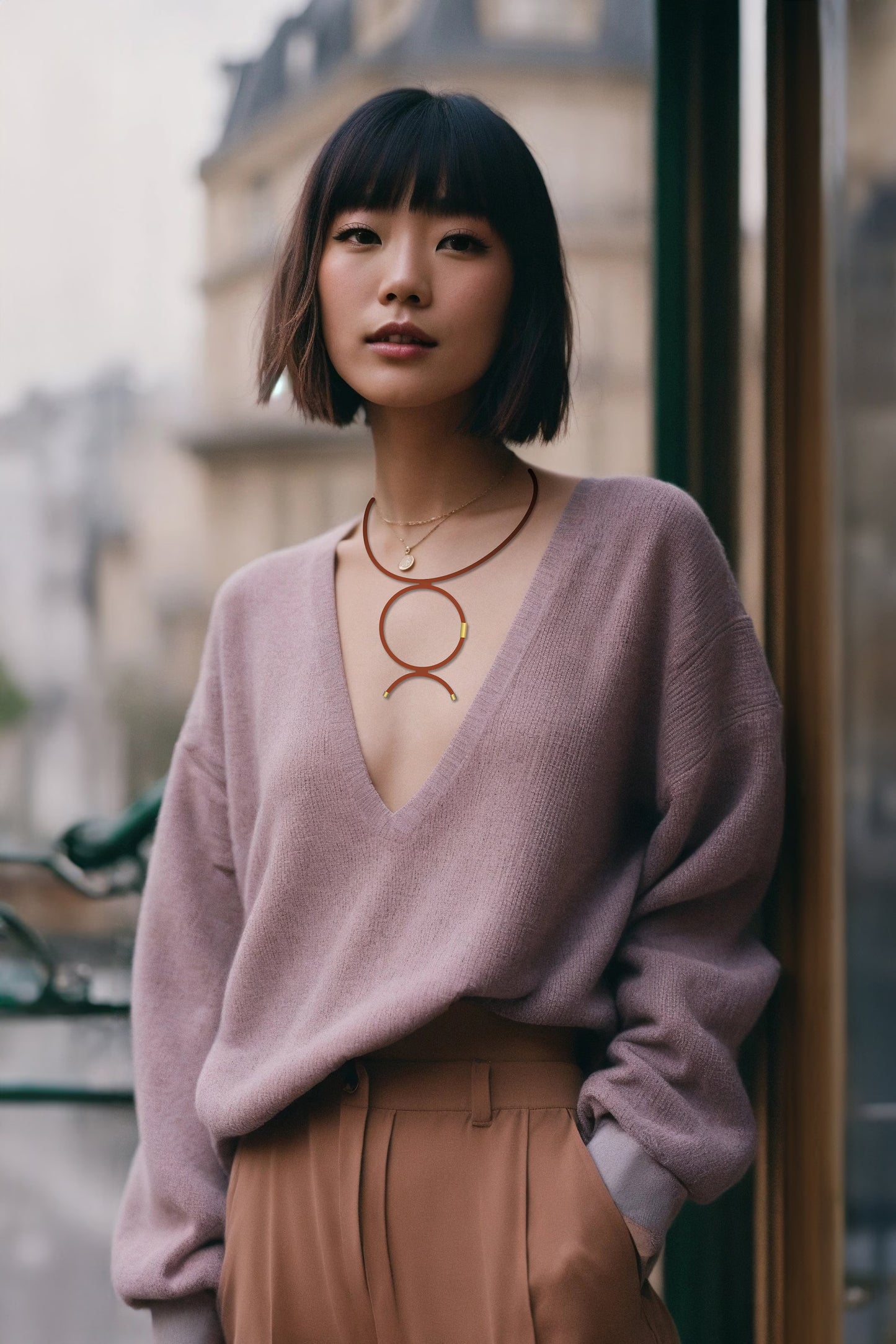 Linea 4: Geometric Short Monochrome Necklace | Modern Minimalist Jewelry