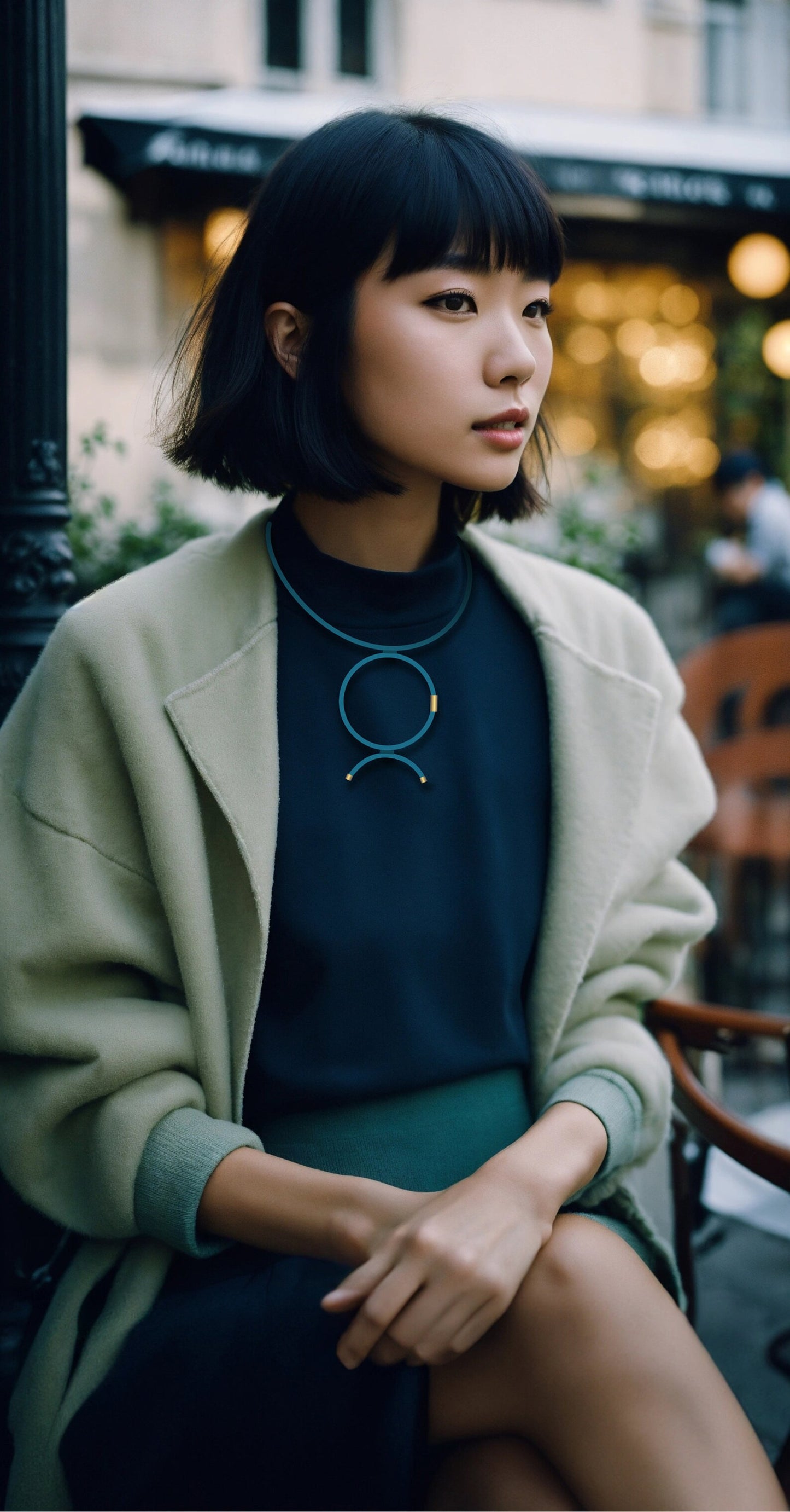 Linea 4: Geometric Short Monochrome Necklace | Modern Minimalist Jewelry