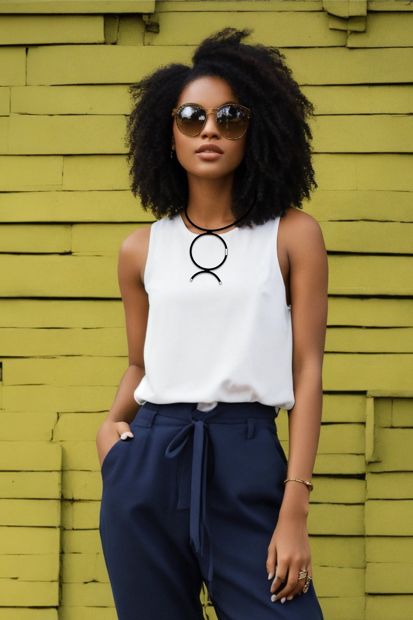 Linea 4: Geometric Short Monochrome Necklace | Modern Minimalist Jewelry