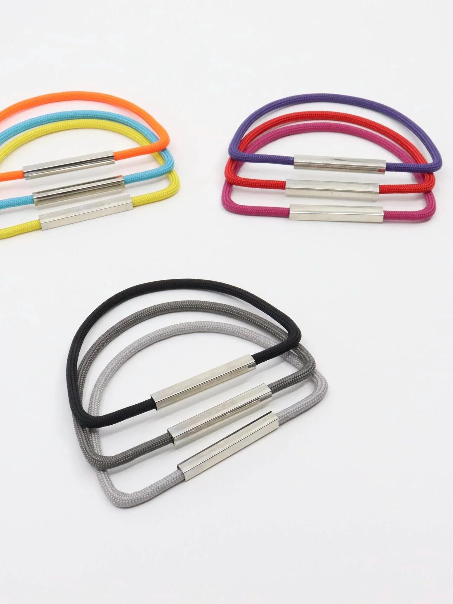 Rainbow Color Bangle Bracelets - Half Moon Shape - Set of 3, 6, or 9